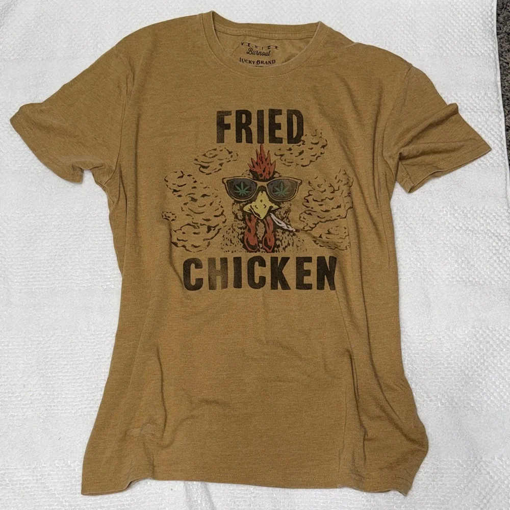 Lucky Brand Men's Tan Fried Chicken Graphic Tee - Picture 1 of 3